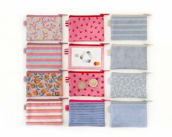 mini Geldbeutel für Ausweis, Kreditkarte, Führerschein, Kleingeld / Geschenkverpackung für Gutscheinkarten / Schlüsselanhänger aus Wachstuch