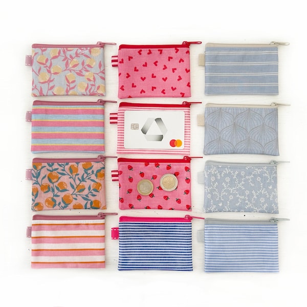 mini Geldbeutel für Ausweis, Kreditkarte, Führerschein, Kleingeld / Geschenkverpackung für Gutscheinkarten / Schlüsselanhänger aus Wachstuch