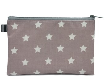 Small oilcloth bag e.g. as a travel case for the vaccination certificate or cosmetic bag - old pink with stars - water-repellent
