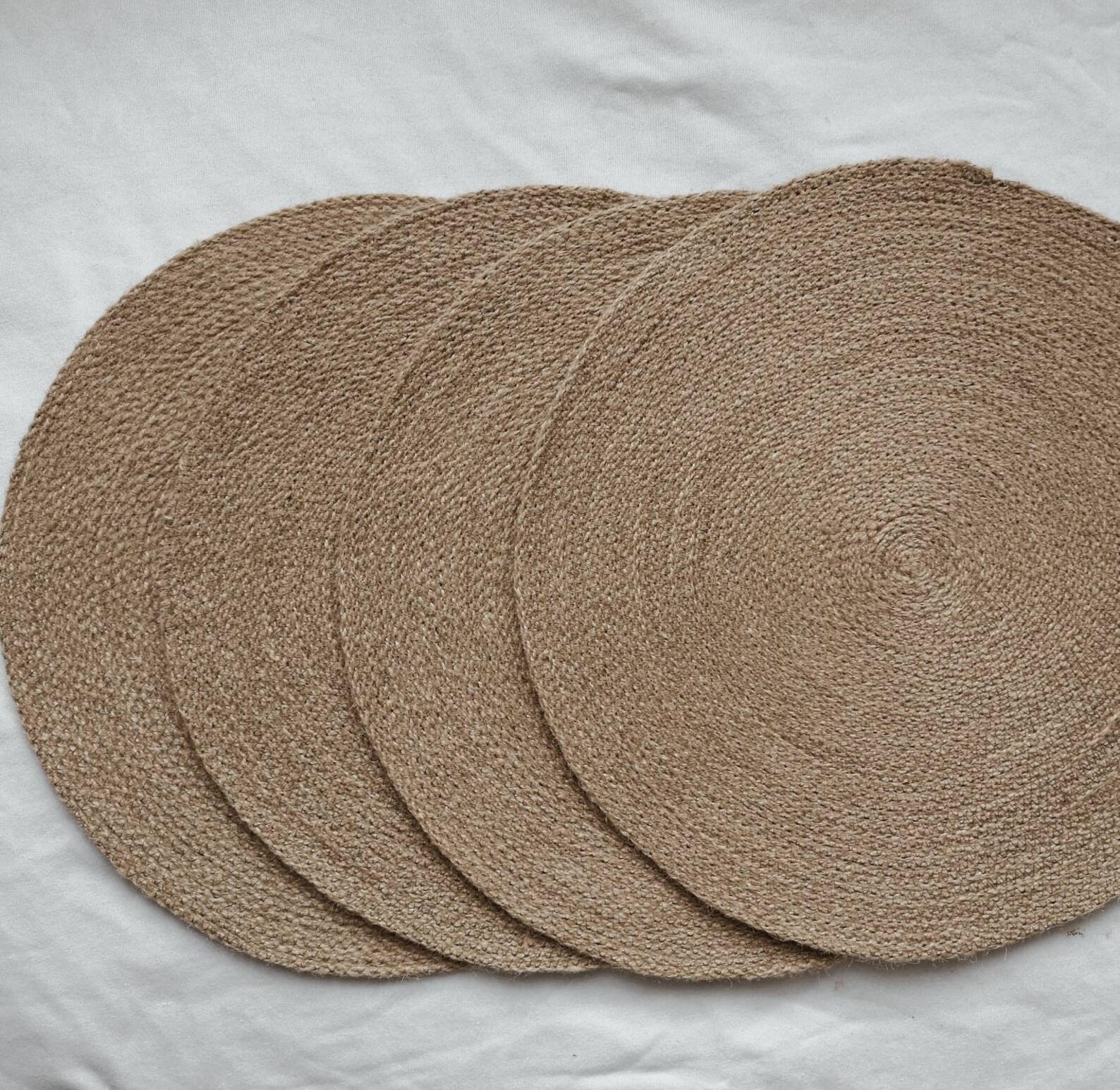 Rustic Jute Round Sewn Placemats SET of 4 Pcs Dining Boho Etsy
