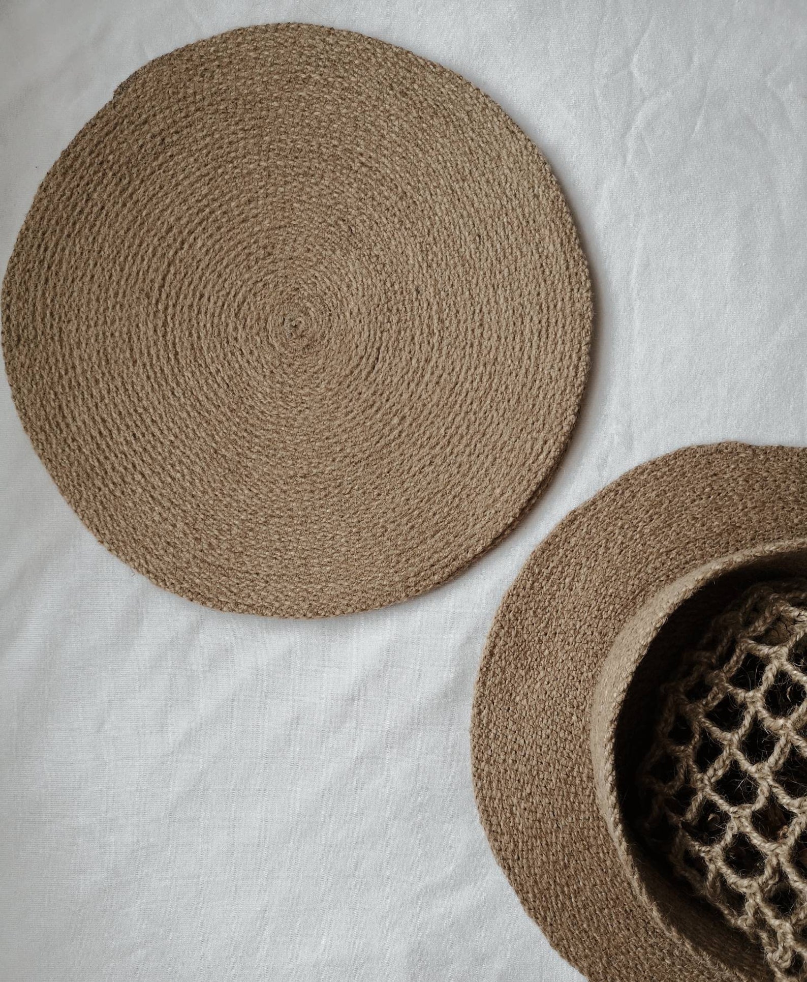 Rustic Jute Round Sewn Placemats SET of 4 Pcs Dining Boho Etsy
