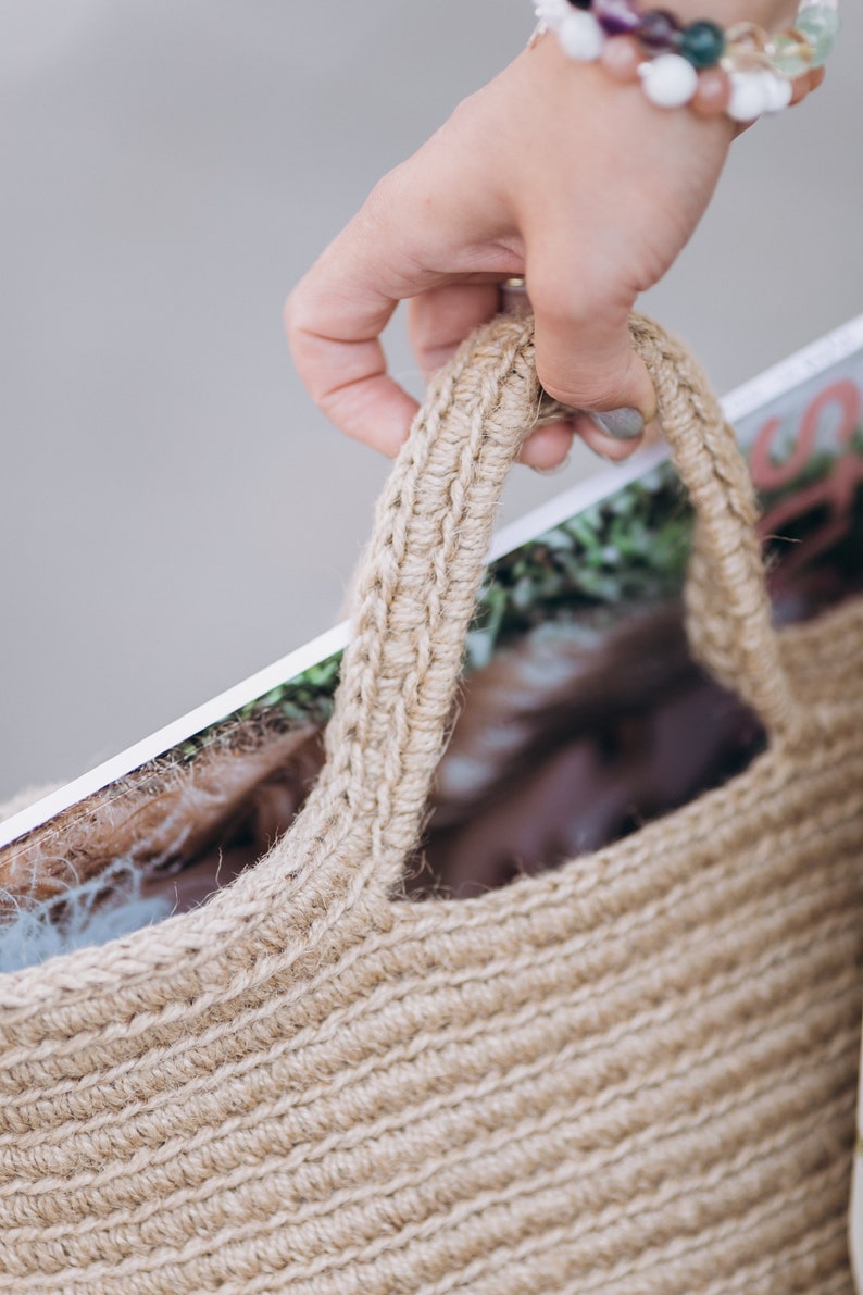 Crochet Market Jute Bag Hand Knit Farmers Market Bag Etsy