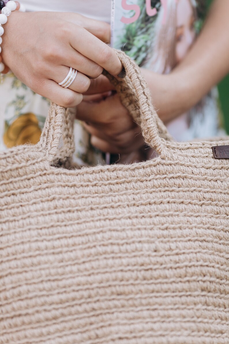 Crochet Market Jute Bag Hand Knit Farmers Market Bag Etsy