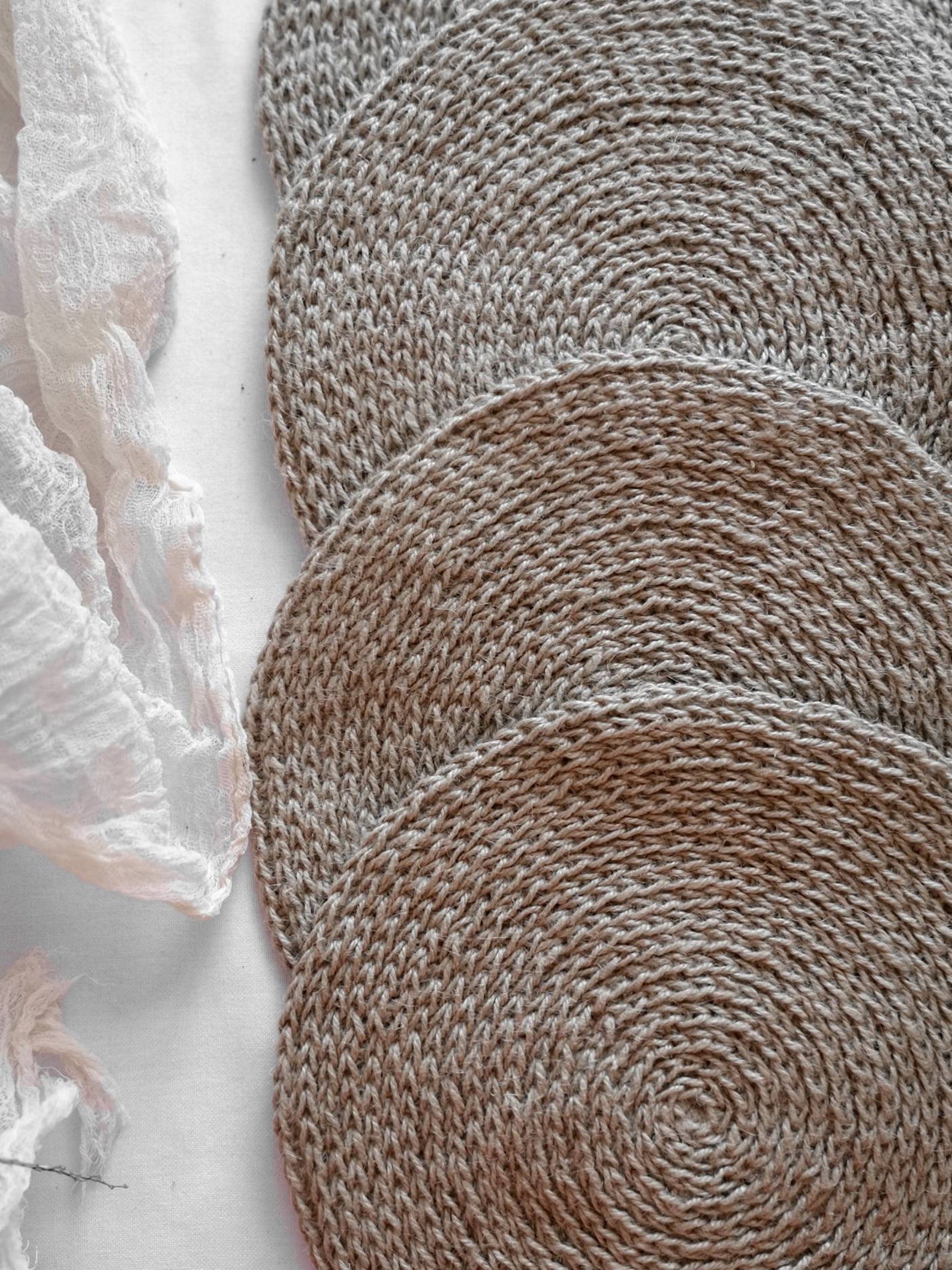 Jute Crocheted Round Placemats Dining Rustic Boho Tableware Etsy