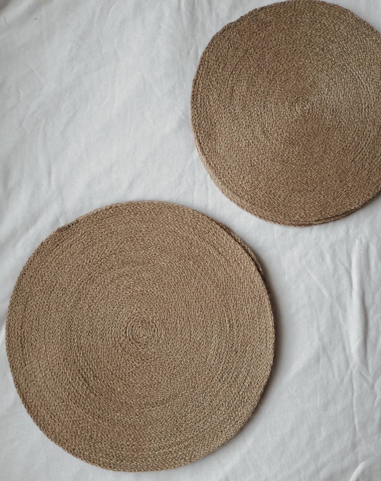 Rustic Jute Round Sewn Placemats SET of 4 Pcs Dining Boho Etsy