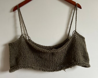 Brushed sage hand-knit tank