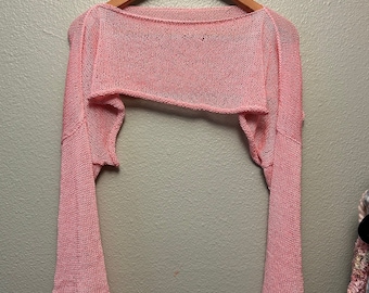 Baby rosa maschinengestrickte Bolero Shrug Schulter Abdeckung Bambusgarn