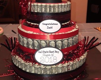 Items Similar To Money Cake Four Tier Graduation Class Of 2017 A - money cake