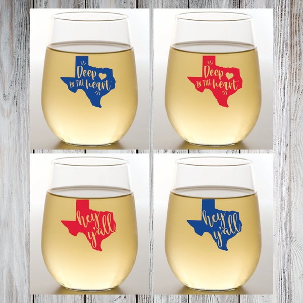 Texas Stemless Wine Glasses Etsy