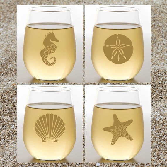 OCEAN METALLIC GOLD Set of 4 Tritan Plastic Unbreakable 16 oz Stemless Wine  Glasses. Made in America!! Dishwasher Safe