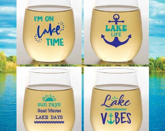 LAKE Set of 4 TRITAN Plastic Unbreakable 16 Oz Stemless Wine Glasses. Made  in America!! Dishwasher Safe - Etsy