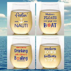 BOAT LIFE Set of 4 Tritan Plastic Unbreakable 16 oz Stemless Wine Glasses. Made in America!! Dishwasher Safe