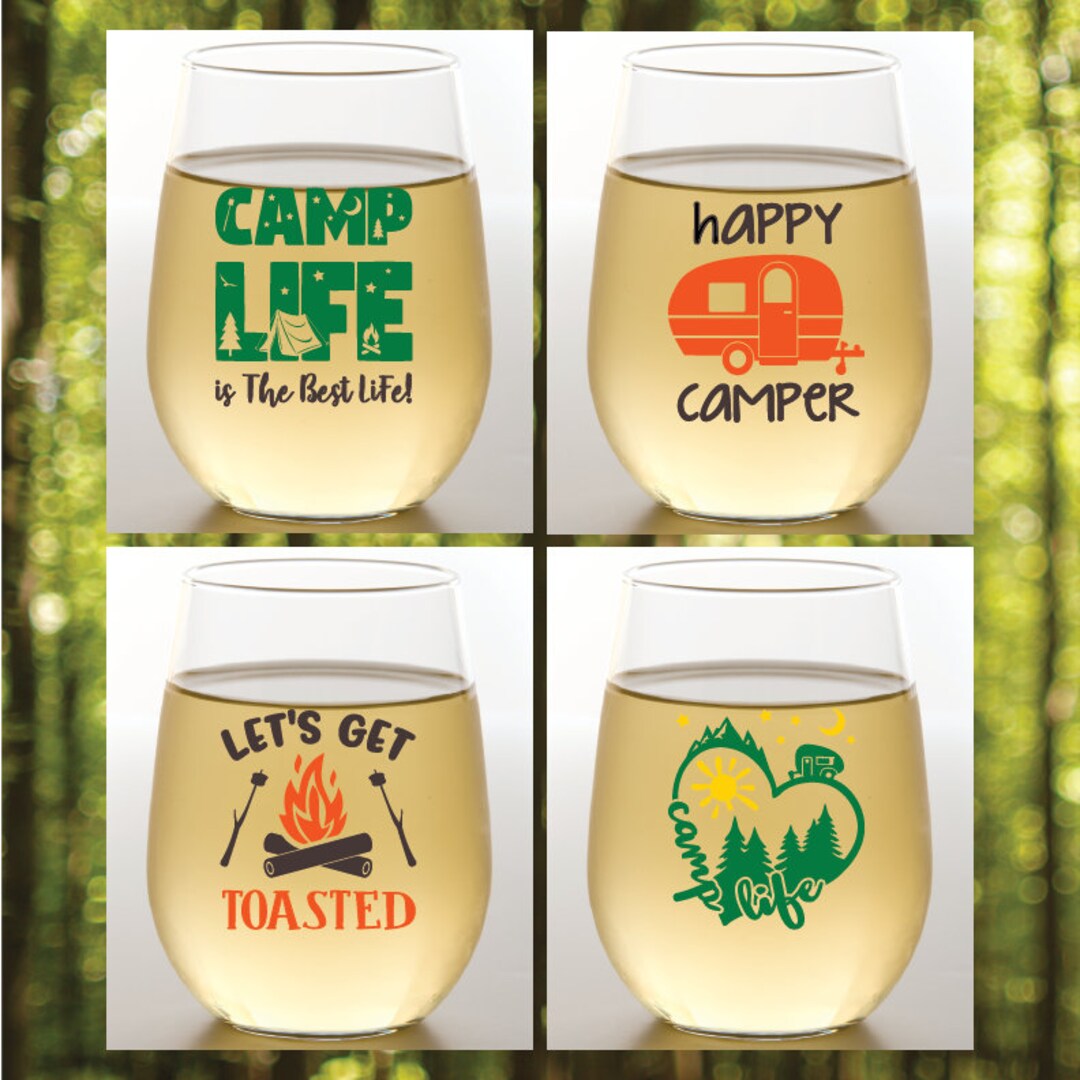 CAMPING Set of 4 Tritan Plastic Unbreakable 16 Oz Stemless Wine Glasses.  Made in America!! Dishwasher Safe - Etsy