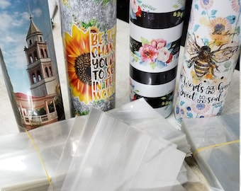 CLEAR sublimation shrink wraps, 20oz skinny tumbler SHRINK WRAPS sleeves for sublimation