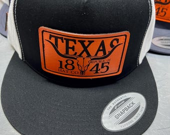 REPLUBLIC OF 1845 HATS leather patch hats, leather patch, laser engraved leather patch hat