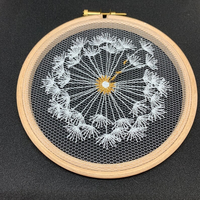 Dandelion Embroidery on Sheer Fabric make a Wish Gift Etsy UK