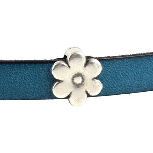 2 Zamak sliding beads - flower - silver-plated - ID10 x 2.5 mm