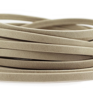 Platte nappaleren band van 1 m - beige - 5 x 1,5 mm rundleer EU