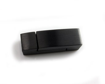 Stainless steel magnetic clasp - matt black 5.5 x 3 mm ID5