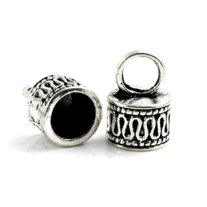 8Stück Endkappe Ø 7 mm -antik silber- ethnisch Armband herstellen Karabinerverschluss