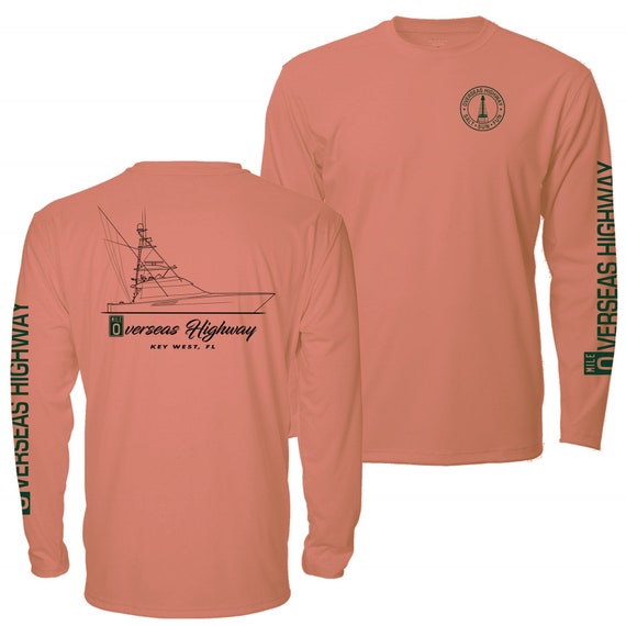 Overseas Highway Fishing Team Mens Long Sleeve Performance Shirt - Salmon