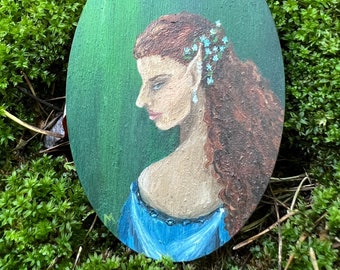Portrait miniature d'une femme noble elfique | Peinture à l'huile, Oeuvre d'art fantastique, Esthétique fantastique, Elfe, Elfes, Femme elfe, Peinture miniature