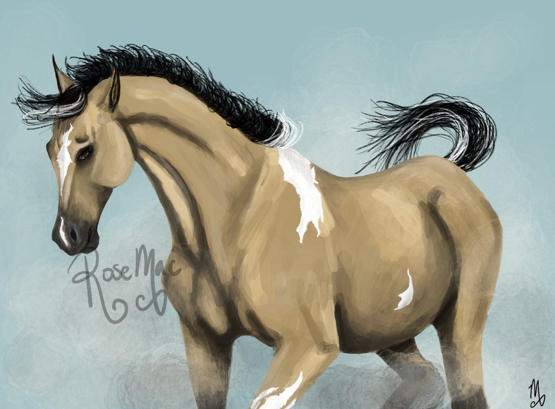 Horse Painting, Digital Horse Painting, Horses, Horse, Equestrian Art, Buckskin Horse, Paint