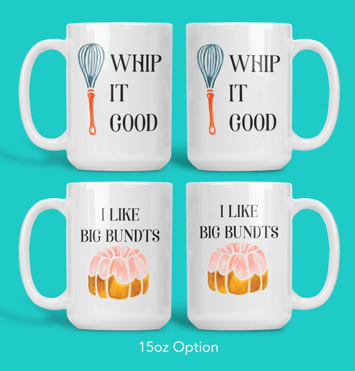 Baking Puns Mug Set Bundt Cake Pun Whip It Good Pun Gift Etsy