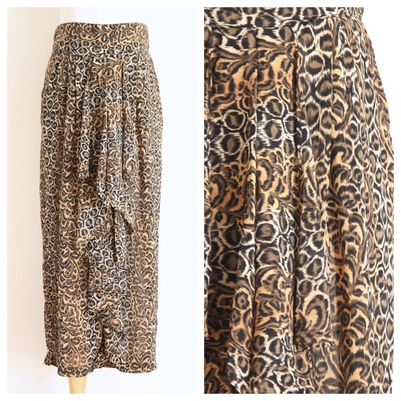 Leopard print skirt. Floaty animal print skirt. Bi