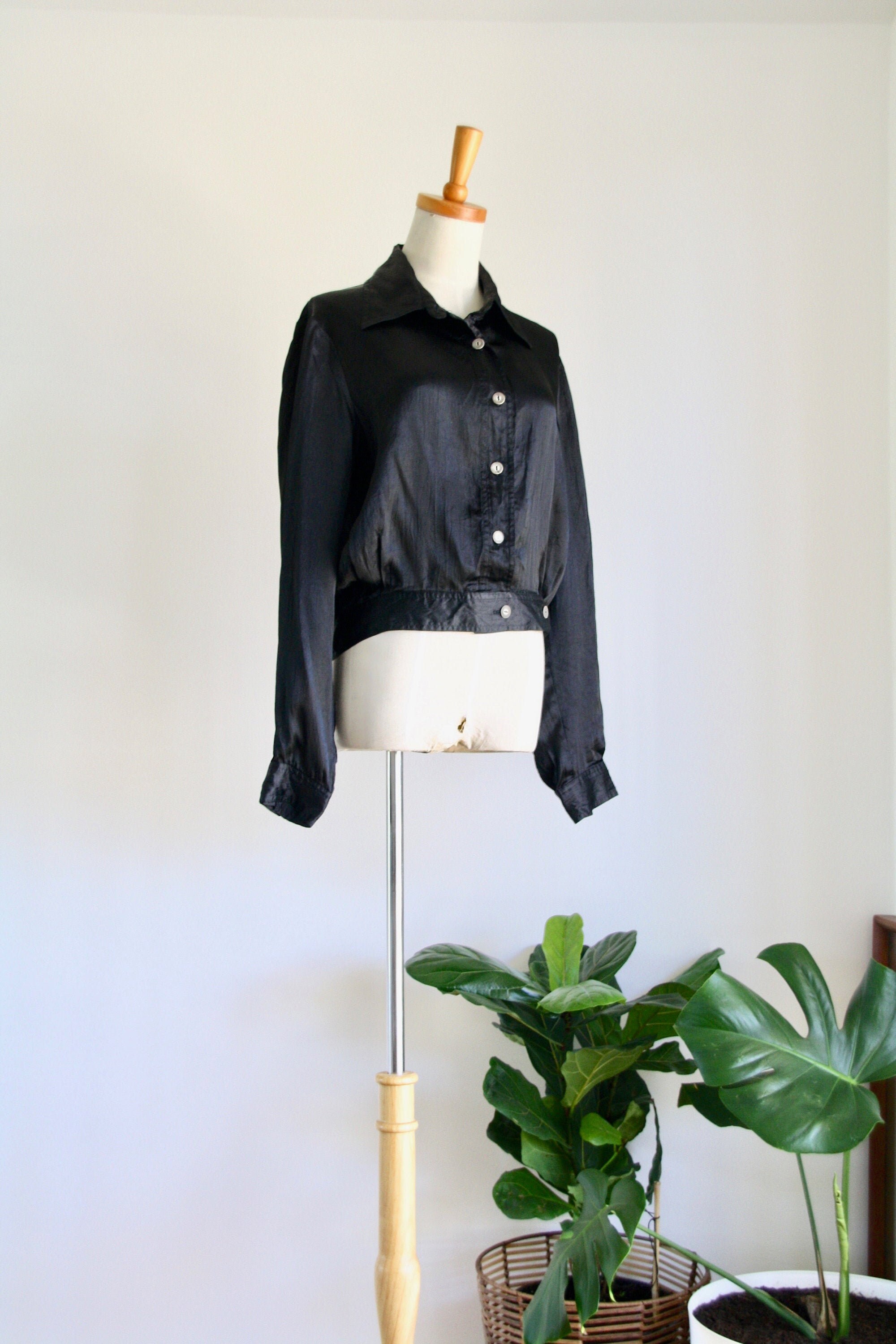 black satin cropped jacket