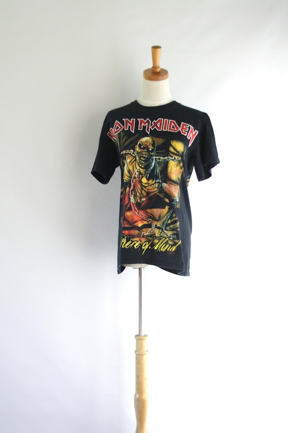IRON MAIDEN tour t shirt. Piece of Mind black Iron