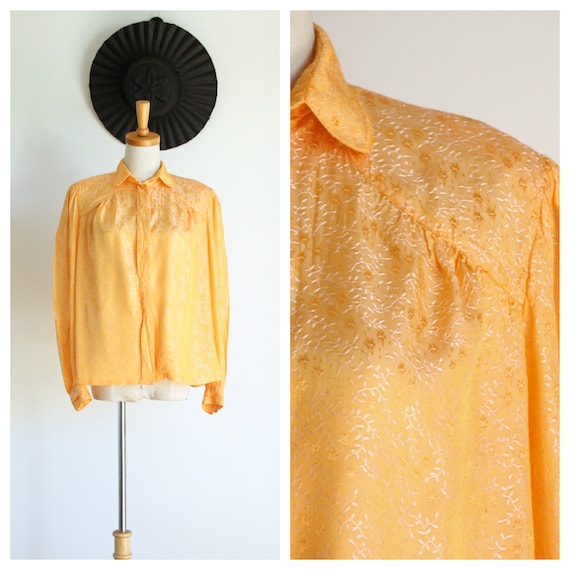 Vintage yellow blouse. Puffy sleeve blouse. Puff s