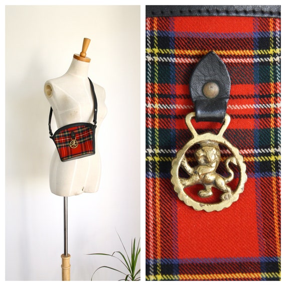 Vintage red tartan bag. Scottish handbag. Tartan p