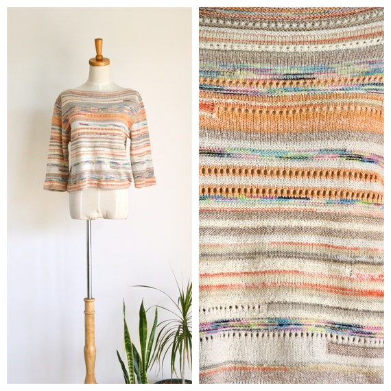 Vintage 90s neutral knit top. Desert knit top. Nat