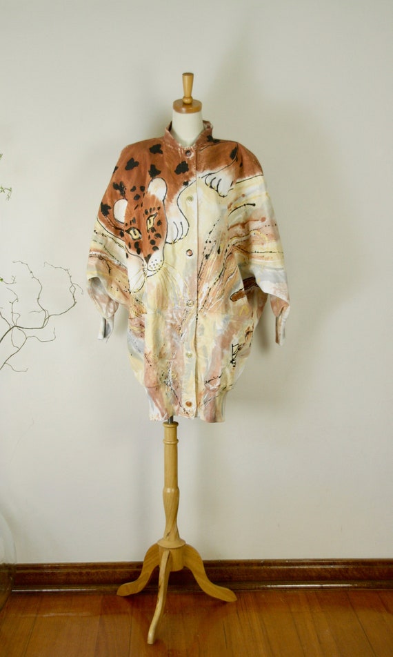 Leopard jacket. 80s Trophy jacket. 80s Hand Painte