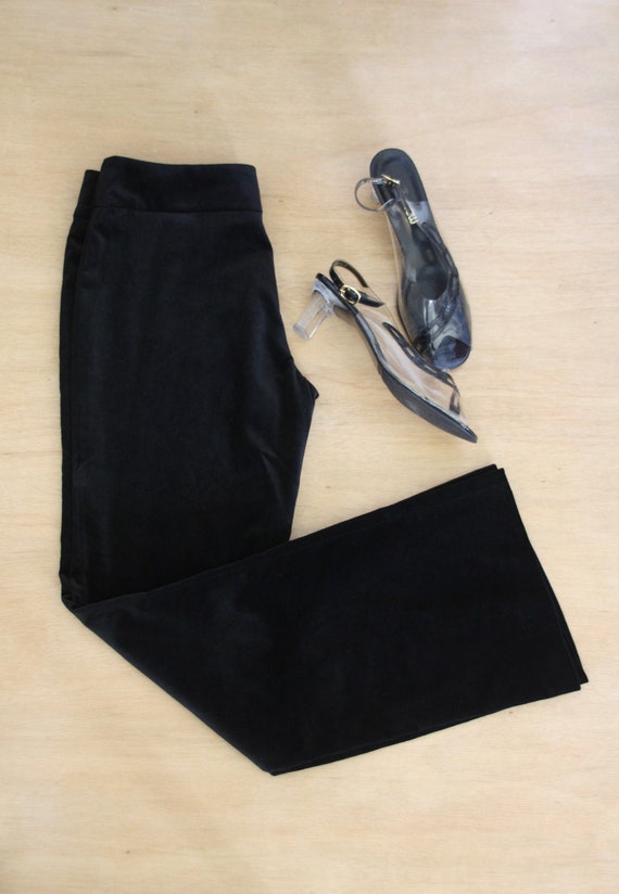 Black velvet 90s pants. Womens Bootleg velvet pant
