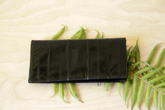 Black eel skin purse. Eel leather wallet. Womens e