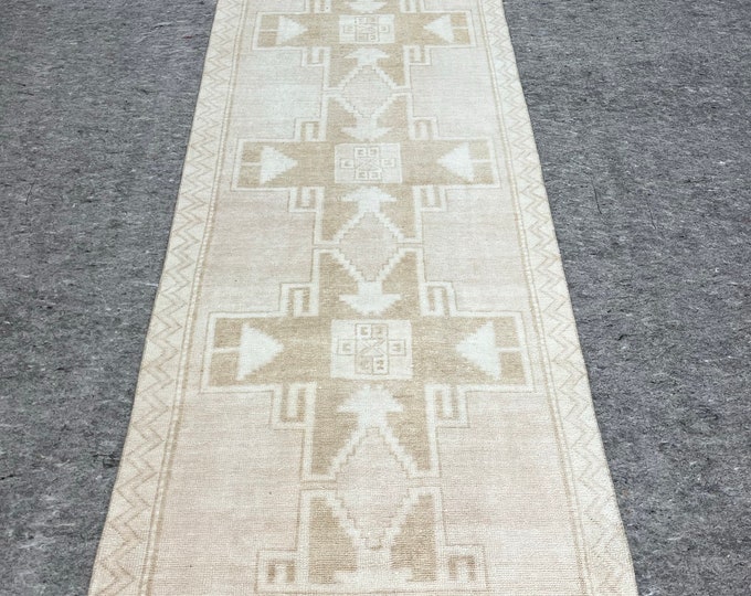 3.3x12.5 feet . turkish runners,turkish handmade rug, wash  rugs, oushak faded rugs, orientalrunner rugs, Accent kitchen rugs