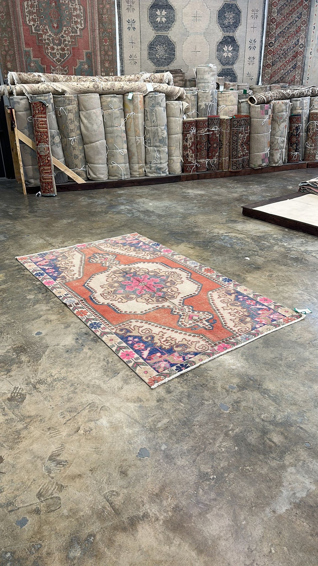 5x7 Vintage Turkish Rug: Handmade Wool Oushak Rug - Etsy