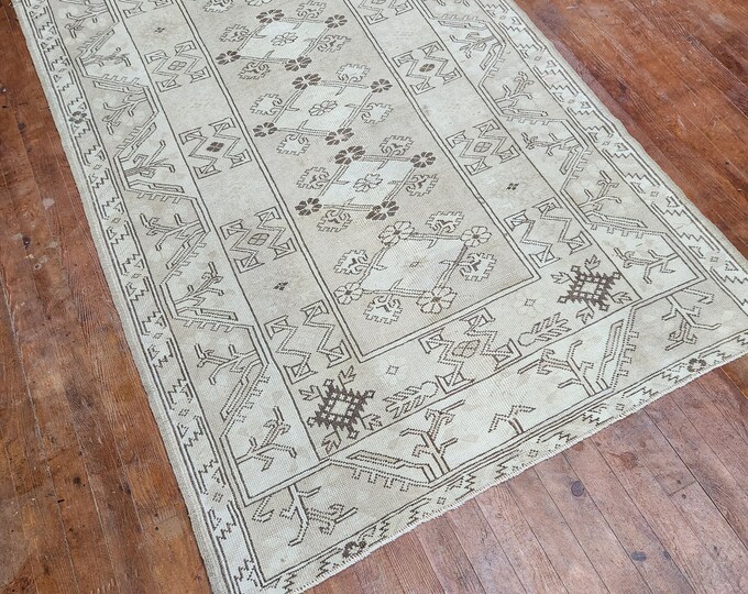 4x6 area rug, turkish area rug, anotolia area rug, bedroom area rug, oushak area rug, entry way area rug, handmade area rug