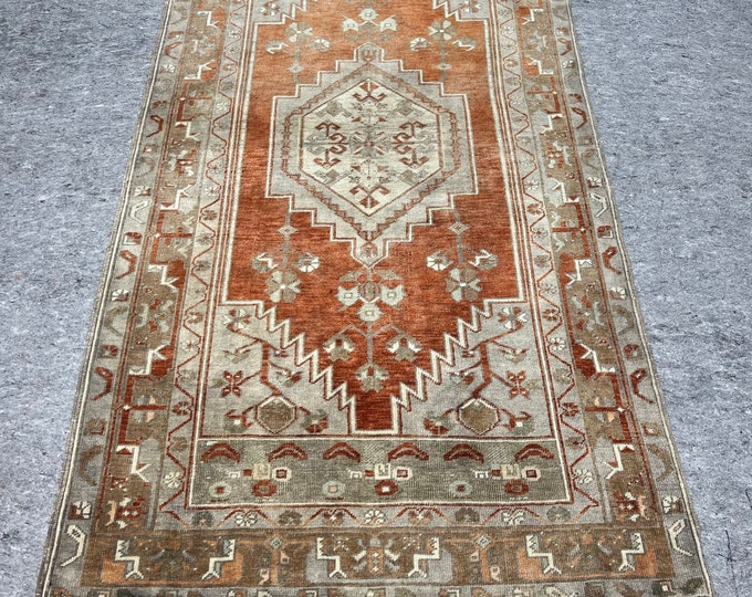 3.8x7 turkish rug,handmade rug, wash  rugs, oushak faded rugs, oriental area rugs, Accent kitchen rugs, anatolian small rug,