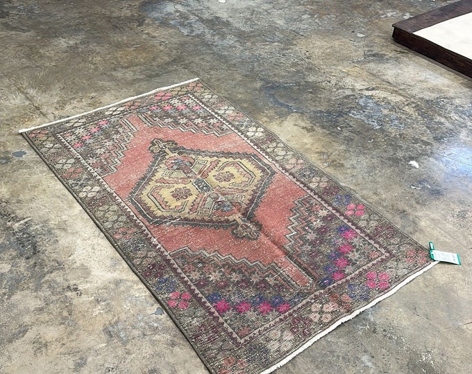 Authentic Turkish Rug 4x6 - Soft Pastel & Neutral Tones, Antique-Style Wool Rug for Small Bedroom, Entryway, Kitchen, Kidsroom