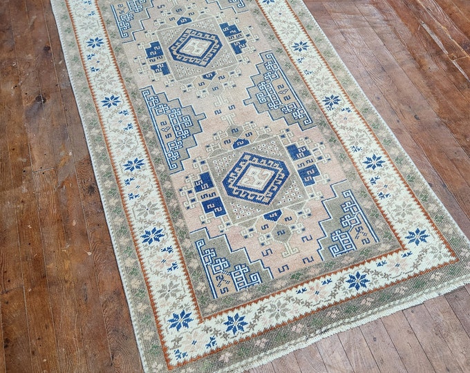 3x5 mini area rug, turkish area rug, anotolia area rug, bedroom area rug, oushak area rug, handmade area rug, entry way area rug