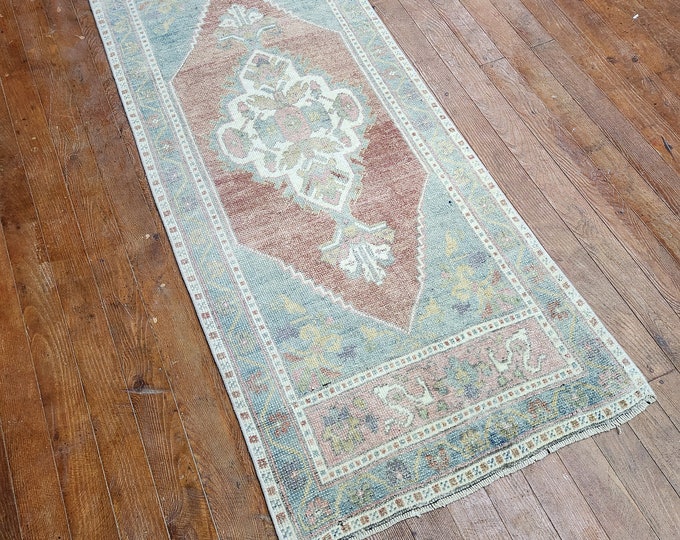 2x5 turkish doormat rug, anotolia doormat rug, oushak doormat rug, entry way doormat rug, handmade doormat rug, kitchen doormat rug