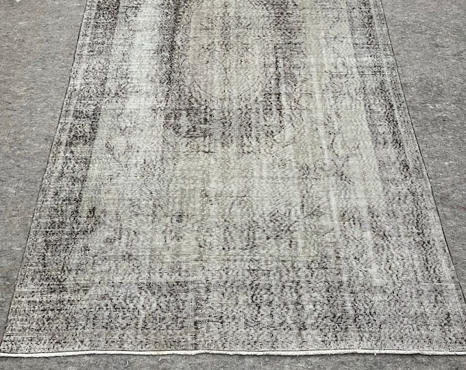 6x9distressed,feet rug, handmade village turkish rug,gray  rug, brown colors, oriental, kids room, natural