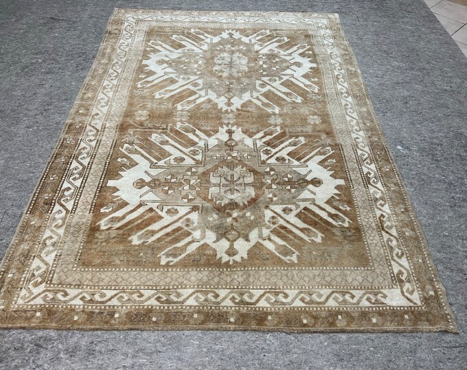 5.11x8.5 turkish rug,handmade rug, wash  rugs, oushak faded rugs, oriental area rugs, Accent kitchen rugs, anatolian brown rug, chocolate