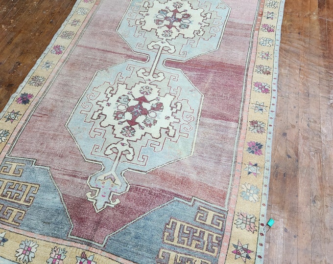 5,1 x9,1 feet turkish kars village handmade washale runner rug. handmade faded runner rug. kitchen runner rug.