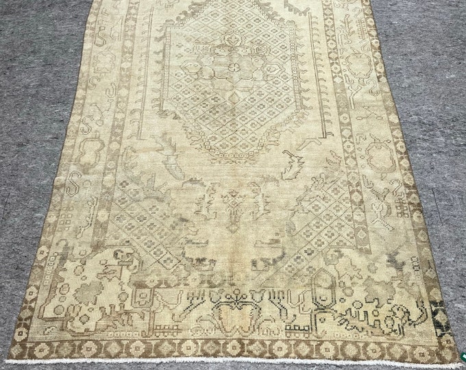 4.5X8.5 turkish beige colors handmade rug, wash  rugs, oushak faded rugs, oriental area rugs, Accent kitchen rugs, anatolian small rug,