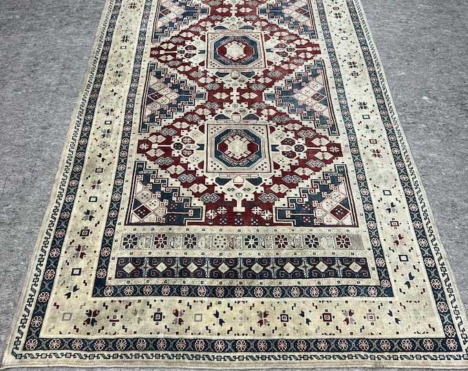 5.2X11.7 foot rug. turkish handamde faded washale large size runner rug.red color kitchen runner rugi