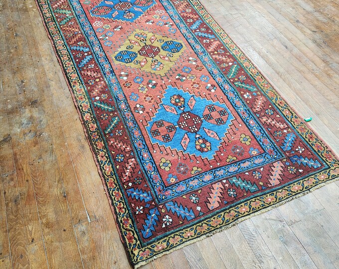 4x11 feet  turkish runner rug, oushak runner rug, anotolia runner rug, bedroom runner rug, entry way runner rug, handmade runner rug